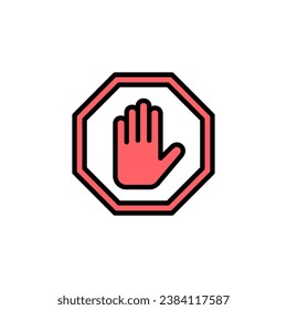 Stop icon set illustration. stop road sign. hand stop sign and symbol. Do not enter stop red sign with hand