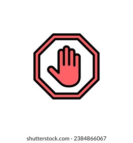 Stop icon set illustration. stop road sign. hand stop sign and symbol. Do not enter stop red sign with hand