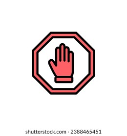 Stop icon set illustration. stop road sign. hand stop sign and symbol. Do not enter stop red sign with hand