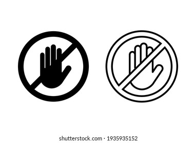 Stop icon set. stop road sign. hand stop icon vector