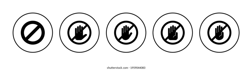 Stop icon set. stop road sign. hand stop icon vector