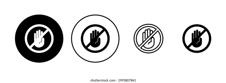 Stop icon set. stop road sign. hand stop icon vector