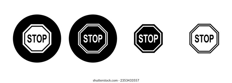 Stop icon set. stop road sign. hand stop icon vector