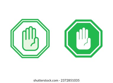 Stop icon set. stop road sign. hand stop icon vector