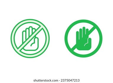 Detener conjunto de iconos. señal de paro de carretera. vector de icono de parada de mano