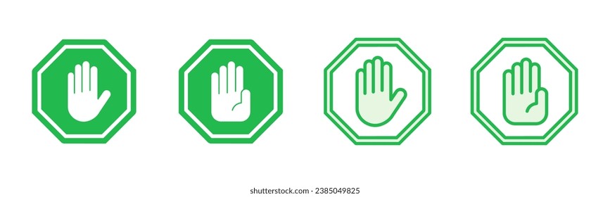 Stop icon set. stop road sign. hand stop icon vector