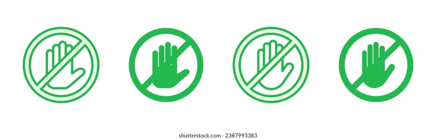 Stop icon set. stop road sign. hand stop icon vector