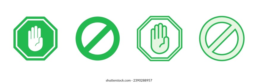 Stop icon set. stop road sign. hand stop icon vector