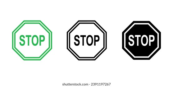 Stop icon set. stop road sign. hand stop icon vector