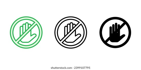 Stop icon set. stop road sign. hand stop icon vector