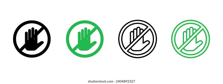 Stop icon set. stop road sign. hand stop icon vector