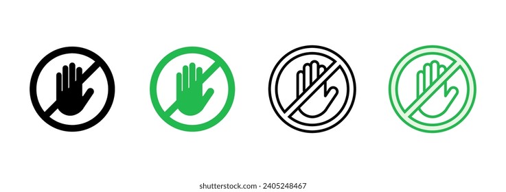 Stop icon set. stop road sign. hand stop icon vector