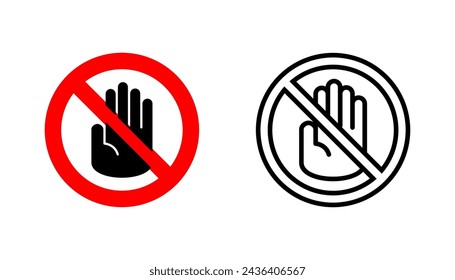 Stop icon set. stop road sign. hand stop icon vector