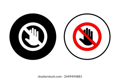 Stop icon set. stop road sign. hand stop icon vector
