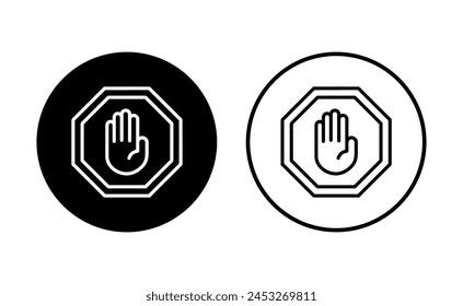 Stop icon set. stop road sign. hand stop icon vector