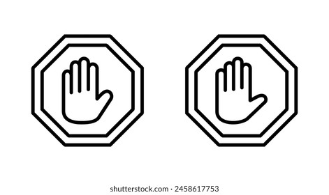 Stop icon set. stop road sign. hand stop icon vector