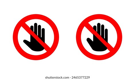 Stop icon set. stop road sign. hand stop icon vector