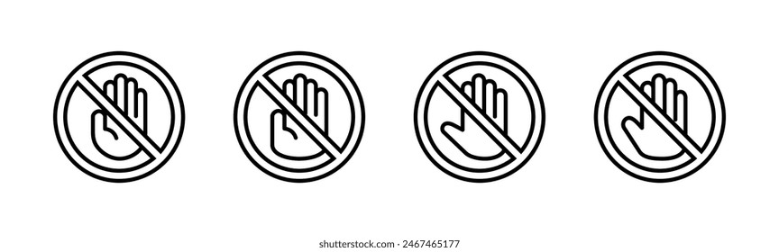 Stop icon set. stop road sign. hand stop icon vector