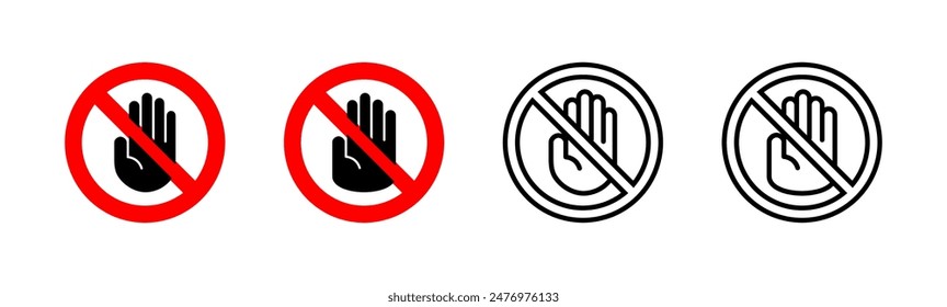 Stop icon set. stop road sign. hand stop icon vector