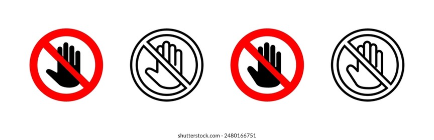 Stop icon set. stop road sign. hand stop icon vector