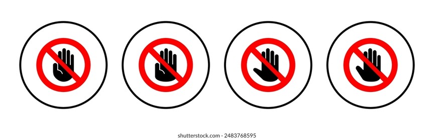 Conjunto de iconos de parada. señal de parada de carretera. Vector de iconos de parada de mano