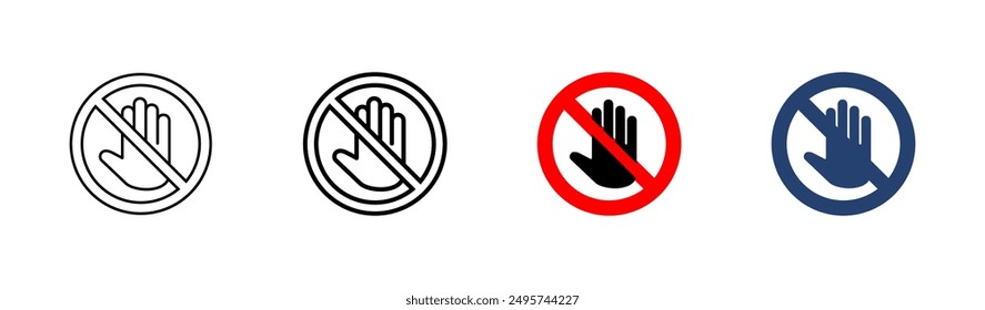Stop icon set. stop road sign. hand stop icon vector