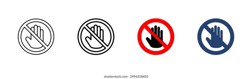 Stop icon set. stop road sign. hand stop icon vector