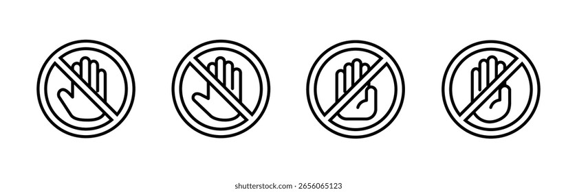 Stop icon set. stop road sign. hand stop icon vector