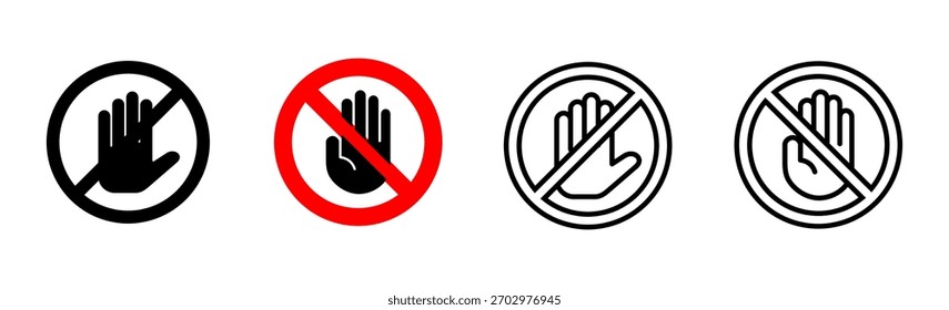 Stop icon set. stop road sign. hand stop icon vector