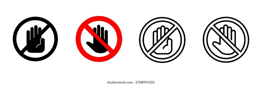 Conjunto de iconos de parada. señal de stop. Vector de iconos de parada de mano