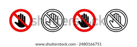 Stop icon set. stop road sign. hand stop icon vector