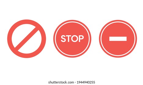 Stop Icon Set. Three different flat stop or detention signs