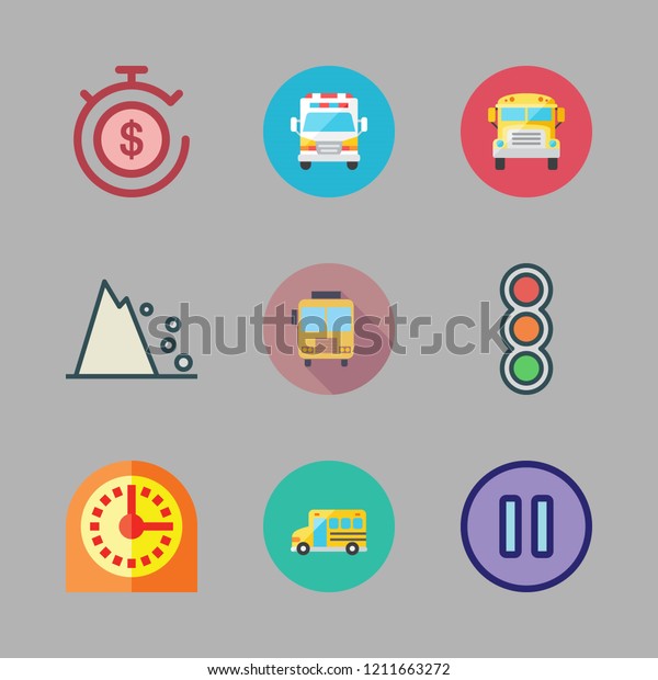 stop icon set. vector set about pause,\
ambulance, school bus and timer icons\
set.