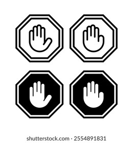 Stop icon set. Vector illustration.