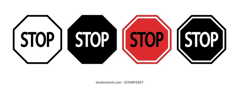 Stop icon set. Vector illustration.