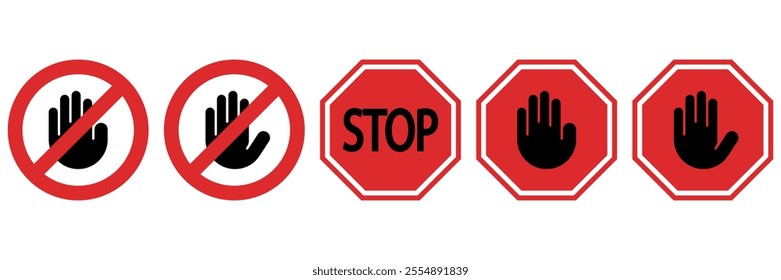 Stop icon set. Vector illustration.