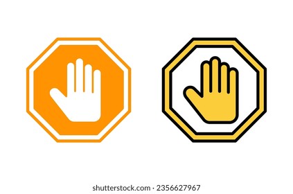 Stop icon set for web and mobile app. stop road sign. hand stop sign and symbol. Do not enter stop red sign with hand