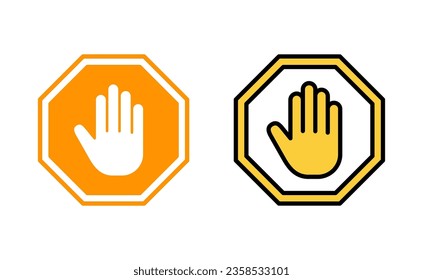Stop icon set for web and mobile app. stop road sign. hand stop sign and symbol. Do not enter stop red sign with hand