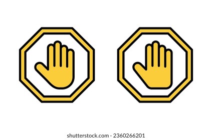 Stop icon set for web and mobile app. stop road sign. hand stop sign and symbol. Do not enter stop red sign with hand