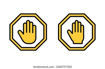 Stop icon set for web and mobile app. stop road sign. hand stop sign and symbol. Do not enter stop red sign with hand