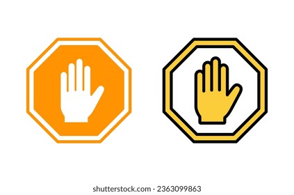 Stop icon set for web and mobile app. stop road sign. hand stop sign and symbol. Do not enter stop red sign with hand