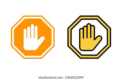 Stop icon set for web and mobile app. stop road sign. hand stop sign and symbol. Do not enter stop red sign with hand