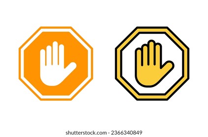 Stop icon set for web and mobile app. stop road sign. hand stop sign and symbol. Do not enter stop red sign with hand