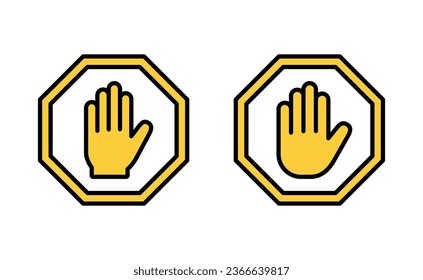 Stop icon set for web and mobile app. stop road sign. hand stop sign and symbol. Do not enter stop red sign with hand