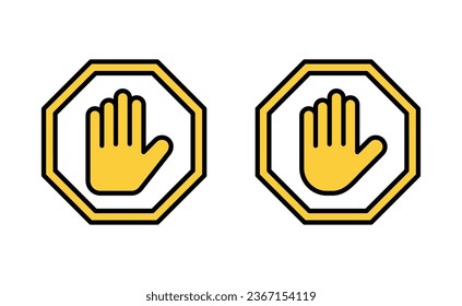 Stop icon set for web and mobile app. stop road sign. hand stop sign and symbol. Do not enter stop red sign with hand