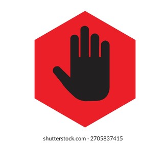 Sinal de ÍCONE PARAR isolado. Sinal de interrupção de vetor