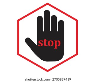 Sinal de ÍCONE PARAR isolado. Sinal de interrupção de vetor