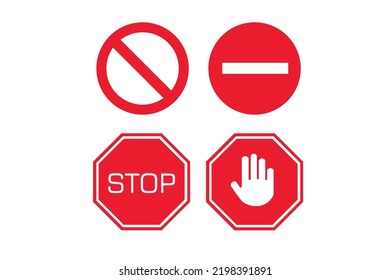 stop icon sign set symbol red vector