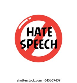 Stop Icon Social Negative Word. No Hate Speech Sign.