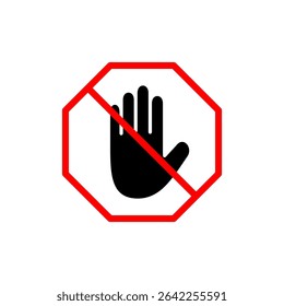 Stop icon symbol for apps and websites. stop road sign. hand stop sign and symbol. Do not enter stop red sign with hand